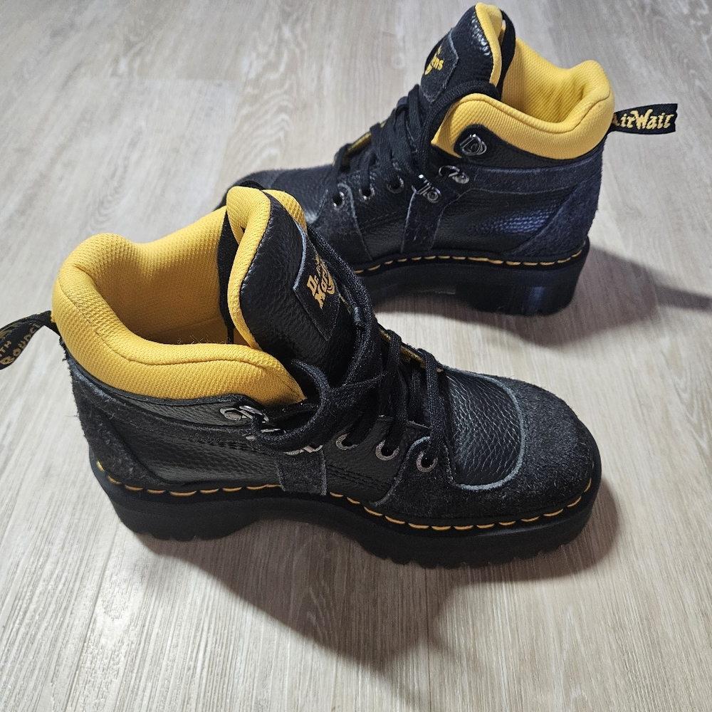 NWOT Dr Martens Zuma Hiker Boots Black Leather Suede Platform Boots W 9 / UK 7 - Picture 3 of 10